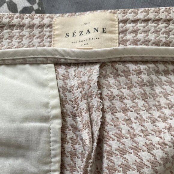 Clara Pants – Houndstooth Print in Off-White/Taupe – Size FR 36 / US 4 (S) - Picture 6 of 6